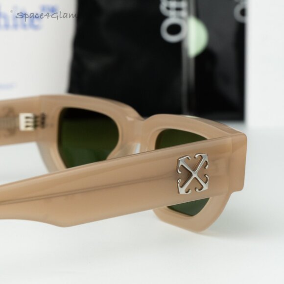 Off-White Women Sunglasses Beige Green Square OERI115 GREELEY 1755 NEW AUTHENTIC main image 4
